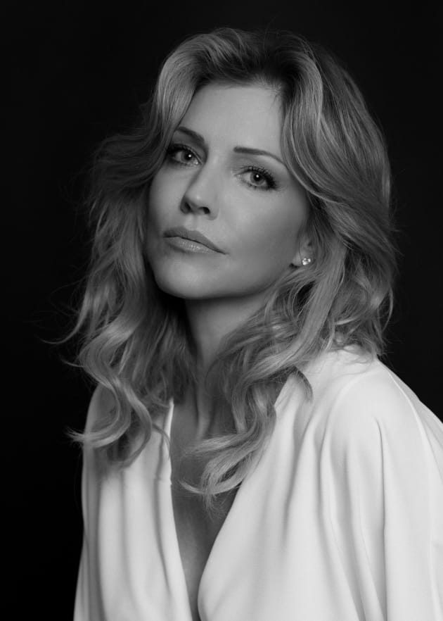 Tricia Helfer B&W in White Close-Up - Lucifer