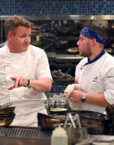 Gordon Walks A Contestant Through - tall - Hell's Kitchen Season 20 Episode 3