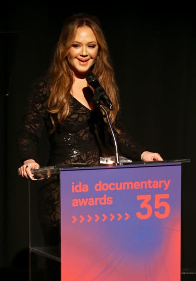 Leah Remini accepts the Truth to Power Award onstage during the 2019 IDA Documentary Awards 