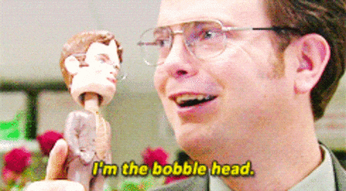 Angela gives Dwight a bobblehead of himself - The Office