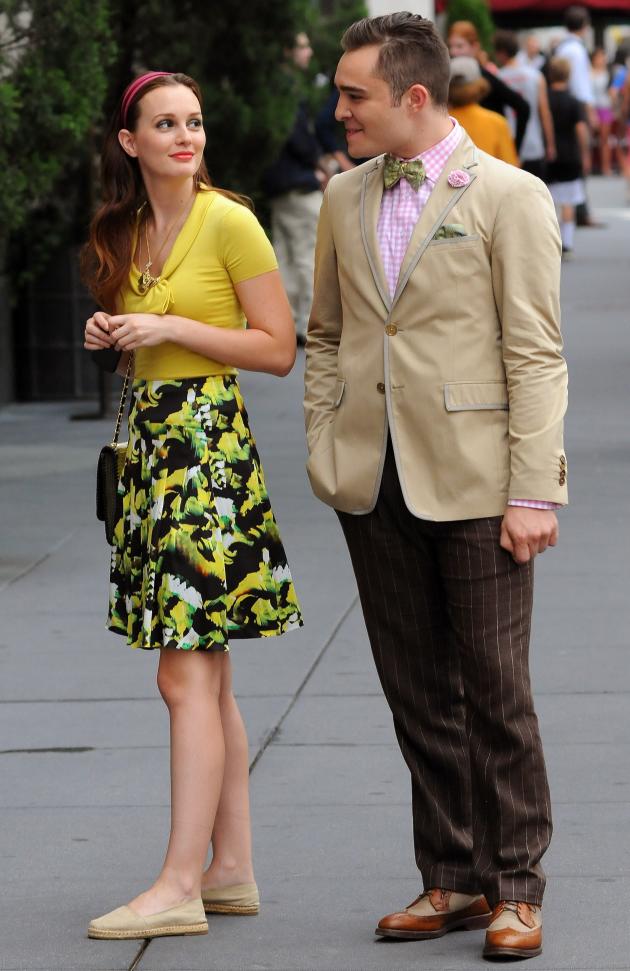 Ed Westwick and Leighton Meester on the Set