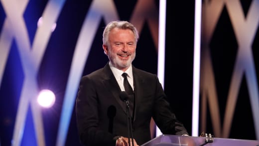 Sam Neill accepts the Longford Lyell Award during the 2019 AACTA Awards Presented by Foxtel