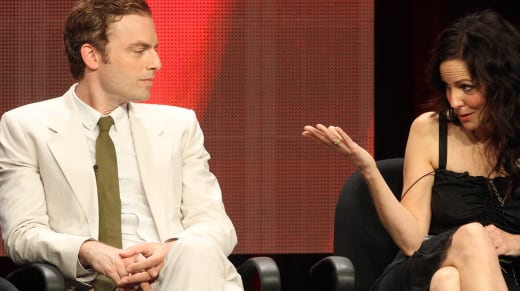 Actors Justin Kirk and Mary-Louise Parker speak at the "Weeds" discussion panel during the Showtime portion of the 2012 
