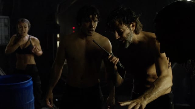 The Bellamy Blake, Harper McIntyre, and Marcus Kane gun show on "Gimme Shelter"