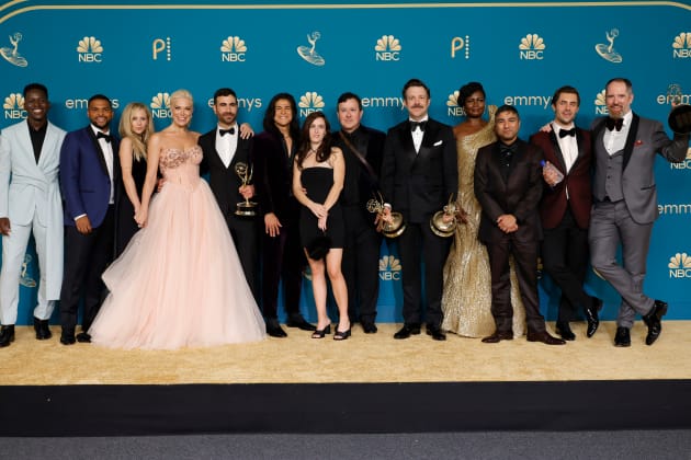 Cast and Crew of "Ted Lasso", winners of Outstanding Comed Series