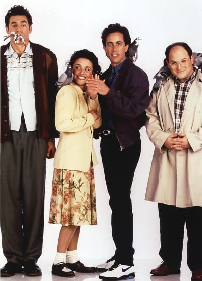 The cast of NBC's popularr comedy series "Seinfeld" are pictured in an undatred file phoo.