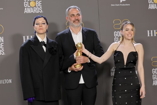 Emma D'Arcy, Miguel Sapochnik, and Milly Alcock, winners of Best Drama Series for "House of the Dragon"