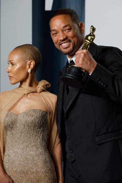 Jada Pinkett Smith and Will Smith attend the 2022 Vanity Fair Oscar Party