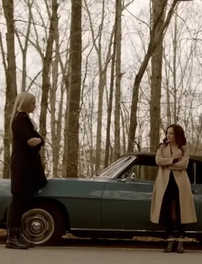 Lizzie and Aurora outside -- Legacies Season 4 Episode 13