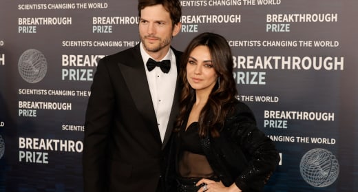 Ashton Kutcher and Mila Kunis attend the 9th Annual Breakthrough Prize Ceremony at the Academy Museum of Motion Pictures