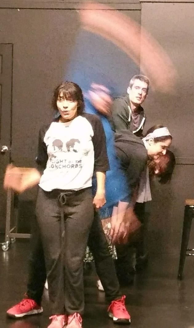Tara Cox and the cast of Law & Order: The Musical! rehearse a dance move