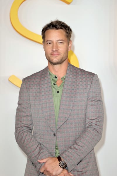 Justin Hartley attends NBC's "This Is Us" Season 6 red carpet at Paramount Pictures Studios
