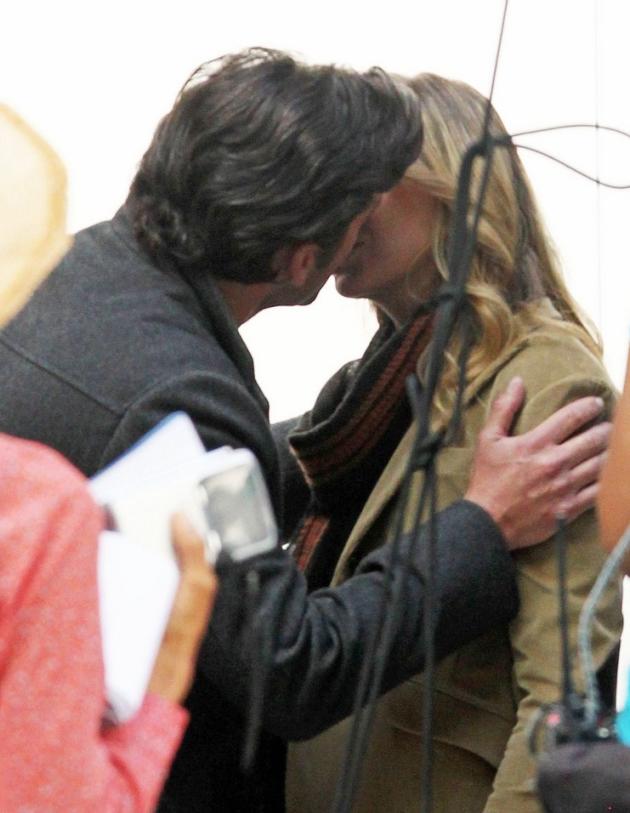 Ellen and Patrick Kiss on Set