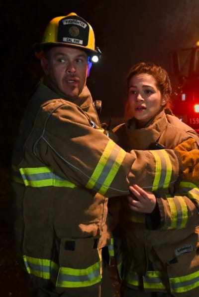 Manny holds Gabriela back after a frightening event - Fire Country Season 2 Episode 7