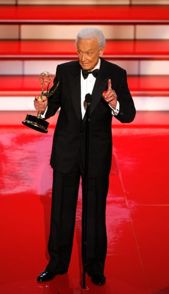 TV Personality Bob Barker accepts the Emmy for "Outstanding Game Show Host" for "The Price is Right" 