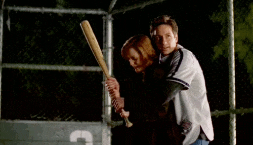 Mulder teaches Scully how to play baseball - The X-Files