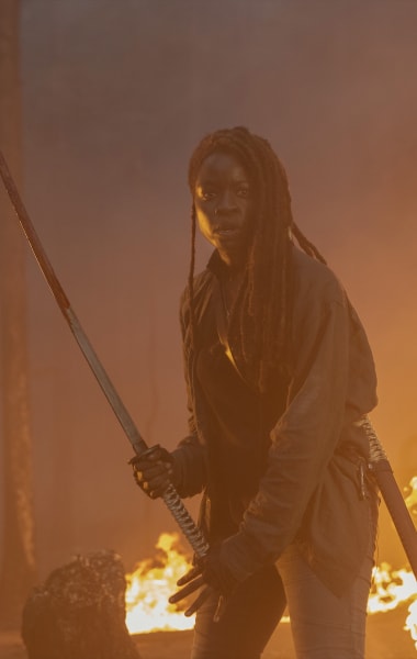 Michonne Fights Through the Fire - The Walking Dead