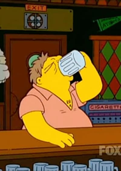 Barney Grumble bebe cerveza a sorbos - Los Simpsons
