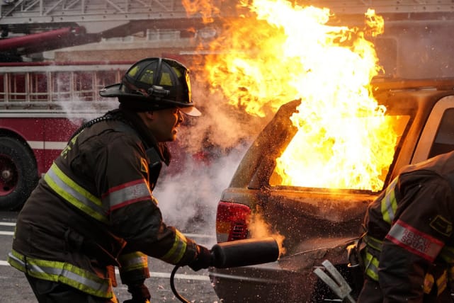 Burning car chicago fire