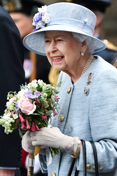 Queen Elizabeth II during the traditional Ceremony of the Keys at Holyroodhouse on June 27, 2022 