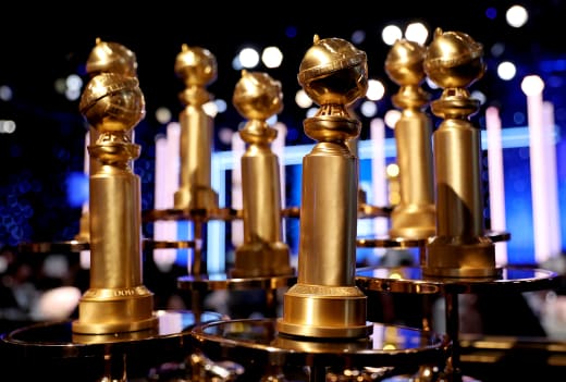 Golden Globes are seen during the 79th Annual Golden Globe Awards 